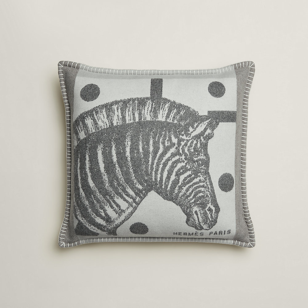 Zebre Zig Zag pillow - Beige | Hermès USA